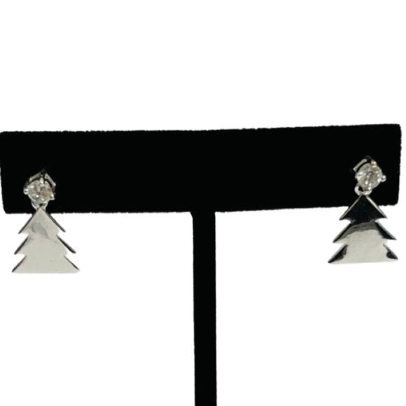 Christmas Tree Earrings Silver Gold Crystals Bundle Lot 3 Pairs Festive Holiday - Picture 8 of 11